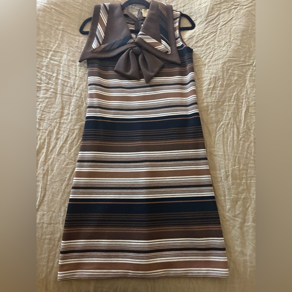 Striped Brown and Black Sleeveless Dress
